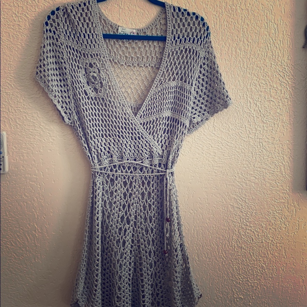 Grey cotton crochet cover